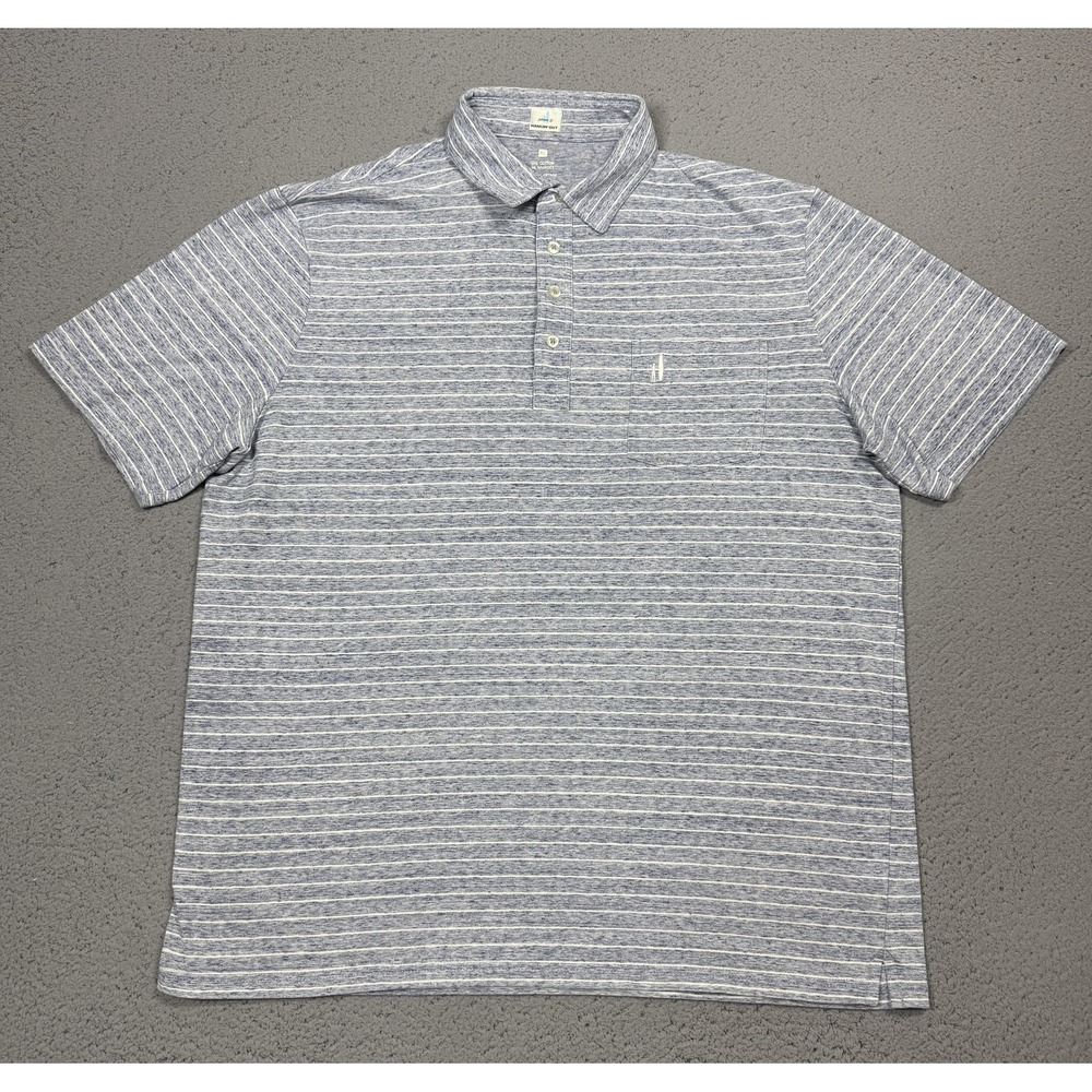 Johnnie-O Polo Shirt Mens XL Blue Stripe Neese Hangin' Out Casual JMPO3470